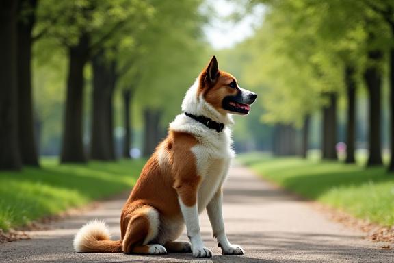 Dog demonstrating perfect obedience training in Brighton park setting